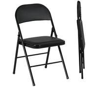 HOMCOM Juego de 2 Sillas Abatibles con Respaldo y Estructura de Acero para Oficina Estudio 45x46x78 cm Negro
