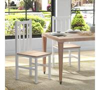 HOMCOM Juego de 2 Sillas de Comedor con Marco de Madera 38,5x47,5x99 cm Blanco