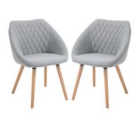 HOMCOM Conjunto de 2 Sillas de Comedor Diseño escandinavo Patas de madera de haya inclinadas Asiento respaldo reposabrazos ergonómicos Aosom España