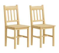 HOMCOM Juego de 2 Sillas de Comedor de Madera Sillas de Cocina con Respaldo de Listones, Asiento Amplio Madera Natural
