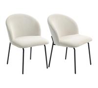HOMCOM - Juego de 2 sillas de Comedor de Pana para Cocina, Color Crema