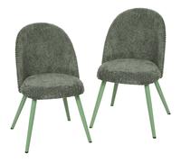 HOMCOM Juego de 2 Sillas de Comedor de Terciopelo con Asiento Acolchado Verde Oscuro Aosom España
