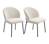 HOMCOM Juego de 2 sillas de comedor en terciopelo canalé, sillas de cocina con patas de acero, 56x58x78cm, crema Aosom España