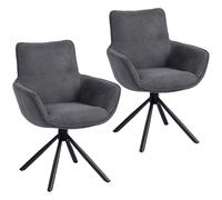 HOMCOM Juego de 2 sillas de comedor, giratorias, acolchadas, reposabrazos, patas de metal, Gris Oscuro