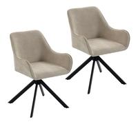 HOMCOM Juego de 2 Sillas de Comedor Giratorias con Reposabrazos y Estructura Metálica Beige Aosom España