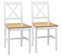 HOMCOM Juego de 2 sillas de Comedor Modernas Respaldo Alto, Roble Blanco | Sillas de cocina estilo country, marco de pino, para sala de estar, dormitorio, cocina.