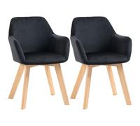 HOMCOM Juego de 2 Sillas de Comedor Modernas Tapizadas en Terciopelo con Patas de Madera para Salón 54x57x80 cm Negro Aosom España