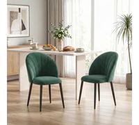 HOMCOM Juego de 2 sillas de comedor, silla de cocina con respaldo de concha, aspecto de terciopelo, sillón tapizado con cojín para los pies, sillas de salón con patas de acero para mesa de comedor,