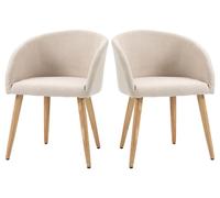 HOMCOM: Juego de 2 sillas de comedor, sillas de cocina con respaldo, diseño de lino, color beige