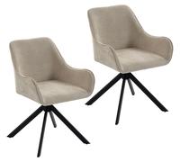 HOMCOM: Juego de 2 sillas de comedor, sillas de cocina giratorias con reposabrazos, estructura de metal