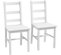 HOMCOM Juego de 2 sillas de comedor, sillas sólidas de madera de pino para cocina, blancas y estilo rústico