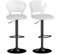 HOMCOM Juego de 2 Taburetes Altos de Cocina Giratorios en 360°, Taburetes de Bar Regulables en Altura de 84-105 cm BLANCO