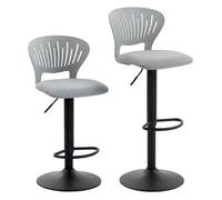 HOMCOM Juego de 2 Taburetes Altos de Cocina Giratorios en 360°, Taburetes de Bar Regulables en Altura de 84-105 cm gris