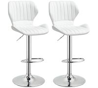 HOMCOM Juego de 2 Taburetes Altos Giratorios de Cocina Cuero Sintético con Respaldo Estructura de Metal 47x51,5x91,5-113,5 cm Negro Aosom España