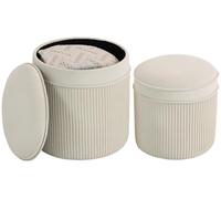 HOMCOM: Juego de 2 taburetes con espacio de almacenamiento, forma redonda, 36 x 36 x 41,5 cm, color crema
