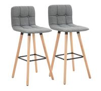 Homcom juego de 2 taburetes de bar, taburetes altos de cocina con respaldo, reposapiés, patas de madera, estilo moderno, sillas altas para comedor, salón, bistró, gris