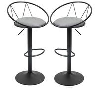HOMCOM - Juego de 2 taburetes de barra giratorios, reposamanos de lino, metal, color negro y gris