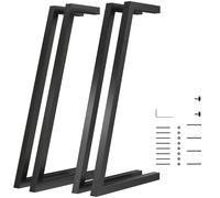 HOMCOM Juego de 4 Patas de Mesa Cuadradas Industriales para Muebles con Pies Ajustables 43x3x72 cm Negro