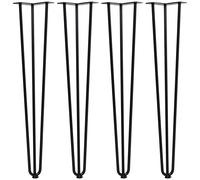 HOMCOM Juego de 4 Patas para Mesa Estilo Industrial Negro con Protectores de Goma Anti-arañazos Tornillos Incluidos Aosom España