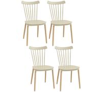 HOMCOM Juego de 4 Sillas de Comedor Estilo Nórdico con Respaldo de Polipropileno y Patas de Madera Elegantes 48x52.5x83 cm Natural Aosom España