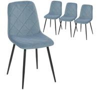 HOMCOM Juego de 4 Sillas de Comedor Modernas 45x54x87 cm Azul Claro | Sillas de Cocina, Tapizadas en Terciopelo, con Patas de Acero, para Salón