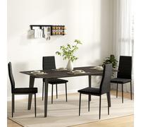 HOMCOM Juego de 4 sillas de comedor, silla de cocina con respaldo, aspecto de terciopelo, sillas sin brazos, silla tapizada con patas de metal, sillón para comedor, sala de estar, negro