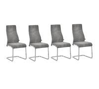 HOMCOM Juego de 4 Sillas de Comedor, Sillas de Cocina con Asiento y Respaldo Acolchado, Tapizado en Terciopelo, Patas de Acero, para Oficina, Conferencia, Sala de Estar, Gris