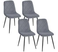 HOMCOM Juego de 4 Sillas de Comedor Tapizadas en Terciopelo con Patas de Acero para Salón 45x54x87 cm Gris