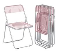 HOMCOM Juego de 4 sillas plegables de acrílico, sillas plegables de interior, ahorran espacio con estructura de acero, silla plegable portátil para casa, oficina, cocina, eventos, 47 x 48 x 75 cm
