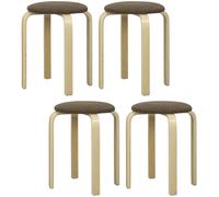 HOMCOM Juego de 4 Taburetes Apilables Redondos Taburetes Bajo de Cocina con Asiento Acolchado para Comedor Dormitorio Oficina Salón Yellow