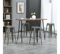 HOMCOM Juego de 4 taburetes de bar apilables, sillas de bar de estilo industrial con patas y altura de 76 cm, estructura metálica