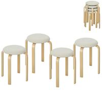 HOMCOM: Juego de 4 taburetes para comedor, apilables, con apariencia de lino, ideales para la cocina
