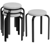 HOMCOM, juego de 4 taburetes para comedor, apilables, con apariencia de lino y patas de acero