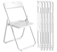 HOMCOM Juego de 6 Sillas Plegables de Plástico Estructura de Acero Blanco
