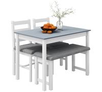 HOMCOM: Juego de comedor con mesa y sillas acolchadas, y banco. Set de comedor de 4 piezas