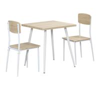 HOMCOM Juego de comedor de 3 piezas, grupo de comedor, mesa de cocina con estructura de metal, grupo de asientos, juego de mesa de comedor, madera MDF veteada, metal,con 1 mesa + 2 sillas Gray 100 x 6