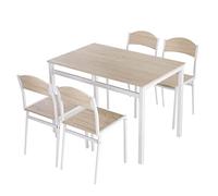 HOMCOM Juego de Comedor de 5 Piezas, 100 x 63 cm, Mesa de Comedor con 4 sillas, Rectangular, Juego de Mesa de Cocina Moderna para Espacios pequeños, Comedor, Cocina, Gris y Blanco