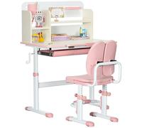 HOMCOM Juego de Escritorio y Silla Infantil +3 Años 1 Cajón Rosa y Blanco