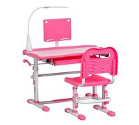 HOMCOM Juego de Escritorio y Silla para Niños +6 Años Altura Ajustable Rosa