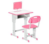HOMCOM Juego de Escritorio y Silla Infantil de +6 Años Altura Ajustable con 1 Cajón y Estante para Libros 60x45x90-102 cm Rosa Rosa