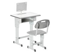 HOMCOM Escritorio y Silla Infantil Ajustables con Cajón y Estante para Libros para Niños +6 Años Gris Aosom España