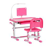 HomCom Escritorio y silla para +6 años – Altura ajustable e inclinable – 80x49,5x82-104 cm Rosa