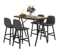 HOMCOM Juego de mesa alta con taburetes, juego de comedor de 5 piezas, mesa de cocina, mesa bistro con 4 sillas, juego de mesa alta para cocina, salón, acero, gris oscuro, 120 x 60 x 91 cm Dark gray