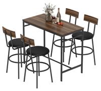 HOMCOM: Juego de mesa de bar con 5 piezas, incluyendo taburetes. El juego incluye una mesa de bar y taburetes con reposapiés y respaldo