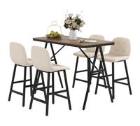 HOMCOM Juego de mesa de bar con taburetes de bar, juego de comedor de 5 piezas, mesa de cocina, mesa bistro con 4 sillas, juego de mesa de bar para cocina, salón, acero, beige, 120 x 60 x 91 cm Beige
