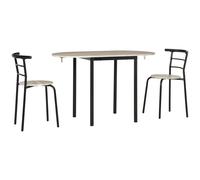 HOMCOM Juego de mesa extensible y 2 sillas - mesa plegable - metal y MDF - negro