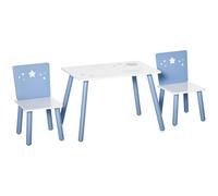 HOMCOM Juego de Mesa Infantil 2 Sillas 2-4 Años 60x40x43 cm Blanco y Azul