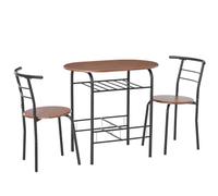 HOMCOM Juego de Mesa y 2 sillas, Tablero Efecto Madera, Natural | Mesa de bar y 2 sillas, estante de almacenamiento, estructura metálica, juego de comedor, sala de estar, espacio pequeño