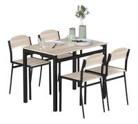 HOMCOM Juego de Mesa y 4 Sillas de Comedor Estilo Moderno Marco Metálico para Espacios Pequeños Negro Negro