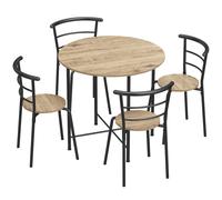 HOMCOM Juego de Mesa y 4 Sillas de Comedor Redonda Estilo Industrial Marco Metálico para Espacios Pequeños Salón Natural